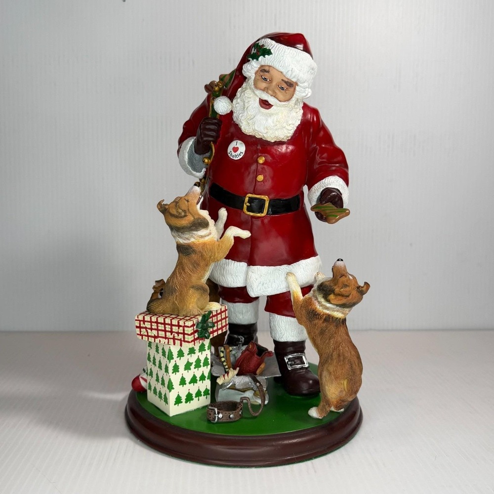 Danbury Mint Santa's Little Shelties Dog Christmas Figurine Sculpture EUC No Box